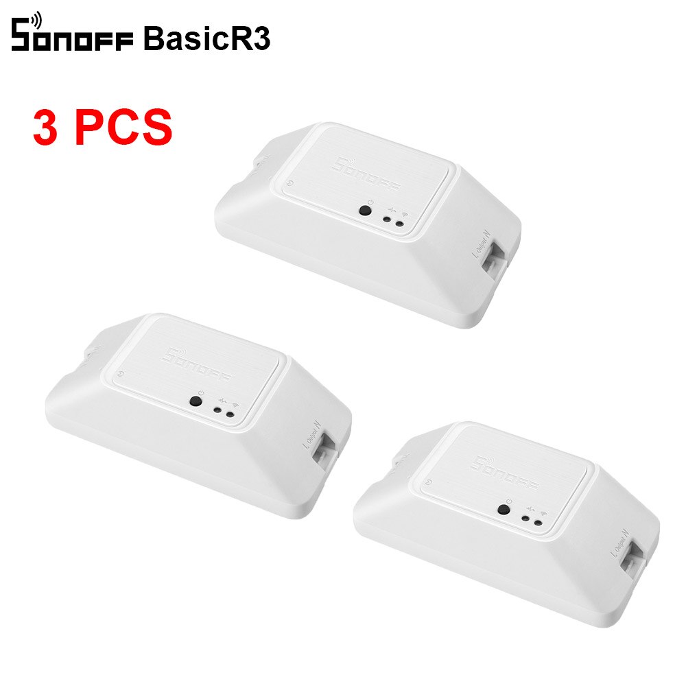 3/10 stk itead sonoff basic  r3 wifi switch relæmodul switch modul trådløs smart lys switch wifi diy switch arbejde med alexa: 3 stk basicr 3