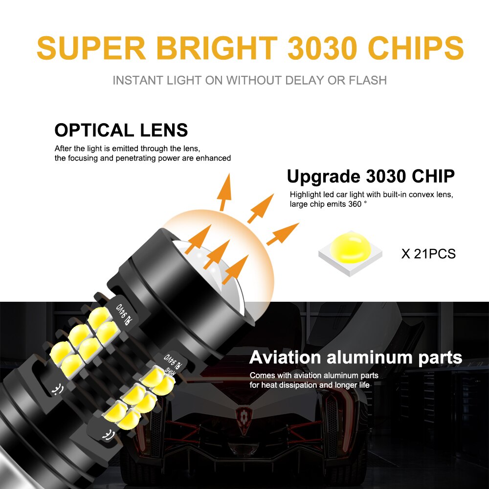 ANMINGPU 2PCS Car Fog Lamp H7 Led Canbus HB3 9005 HB4 9006 H11 H8 H9 H16 Led Fog PSX24W PSX26W Led Bulb P13W 21SMD 3030Chips 12V