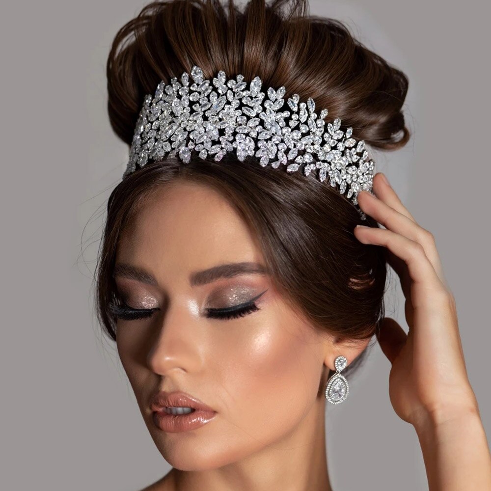 Luxus flexibel Barock Braut Zirkon Stirnband Kopfschmuck für Frauen Handgemachte Brautjungfern Hochzeit Tiara Stirnband Haar Zubehör