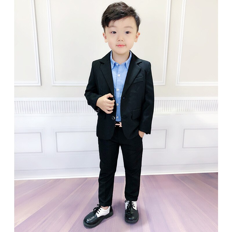 ! Traje de para niños de buena de color negro, traje de graduación para niños de 2 a 10 años, trajes de boda delgados y suave