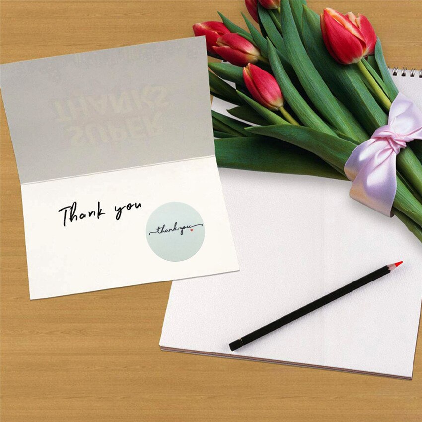 Autocollants ronds de remerciement blancs, étiquettes autocollantes de décoration pour scellage, fournitures de courrier, emballage , 100 à 500 pièces