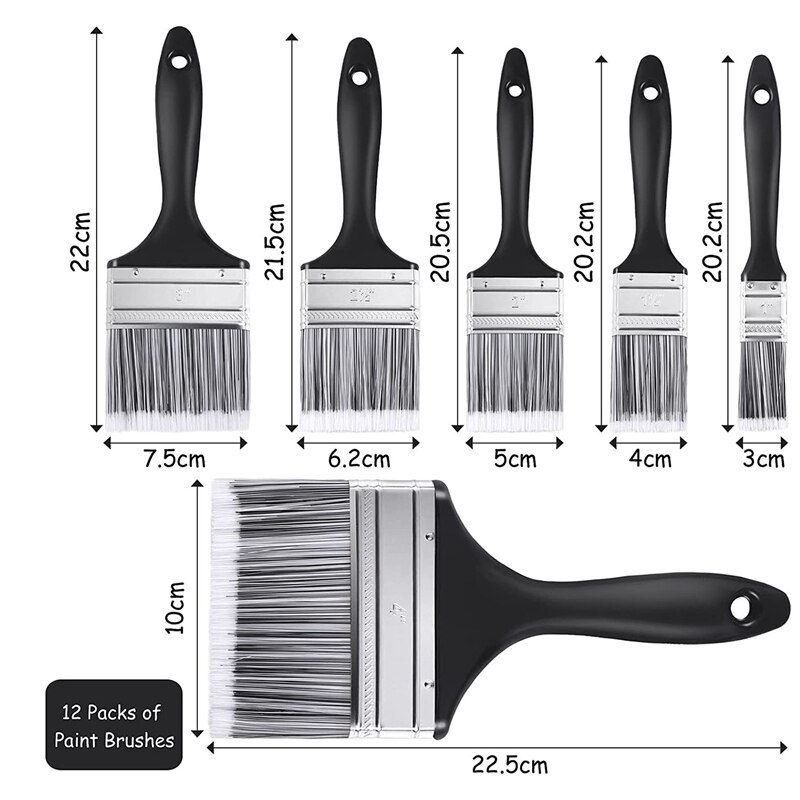 -12 Pieces Fence Brush Paint Brush Set Decorating Brushes For Furniture Wall Painting Bristle Suitable For All Paints