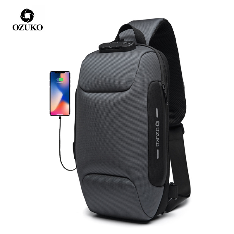 Nueva mochila multifunción OZUKO resistente al agua para hombres, bandoleras antirrobo, bolso cruzado de viaje corto impermeable para hombre