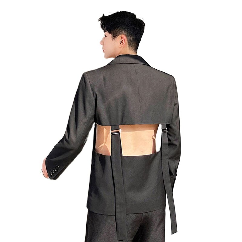 Costume blazer ajouré avec ourlet amovible pour homme, Streetwear, Vintage, à la , Style japonais et coréen, vêtements de scène,