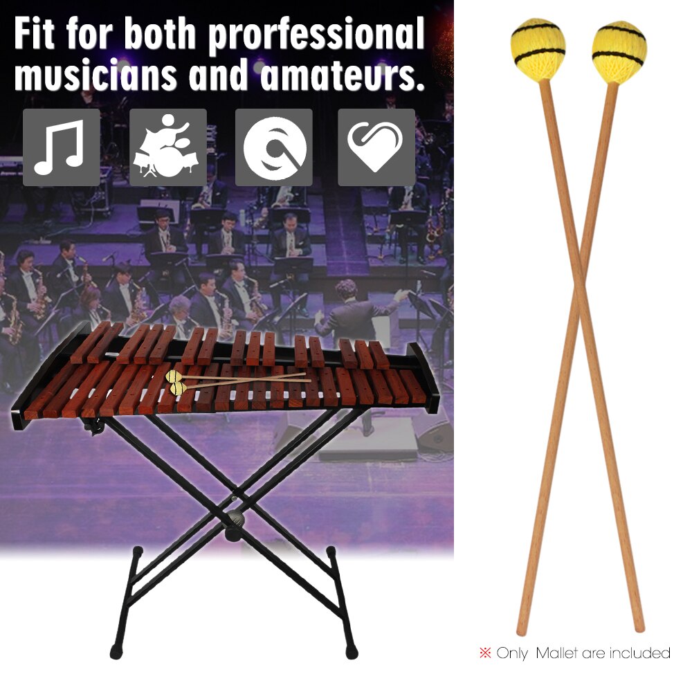 1 par marimba stick mallets xylofon glockensplel hammer med bøg håndtag instrument tilbehør til professionelle amatører