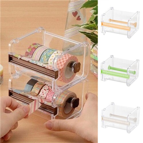 TUANTUAN 1PC Tape Storage Organizer Cutter Holder Office Tape Dispenser Office Supplies Stationery Masking Tape Cutter