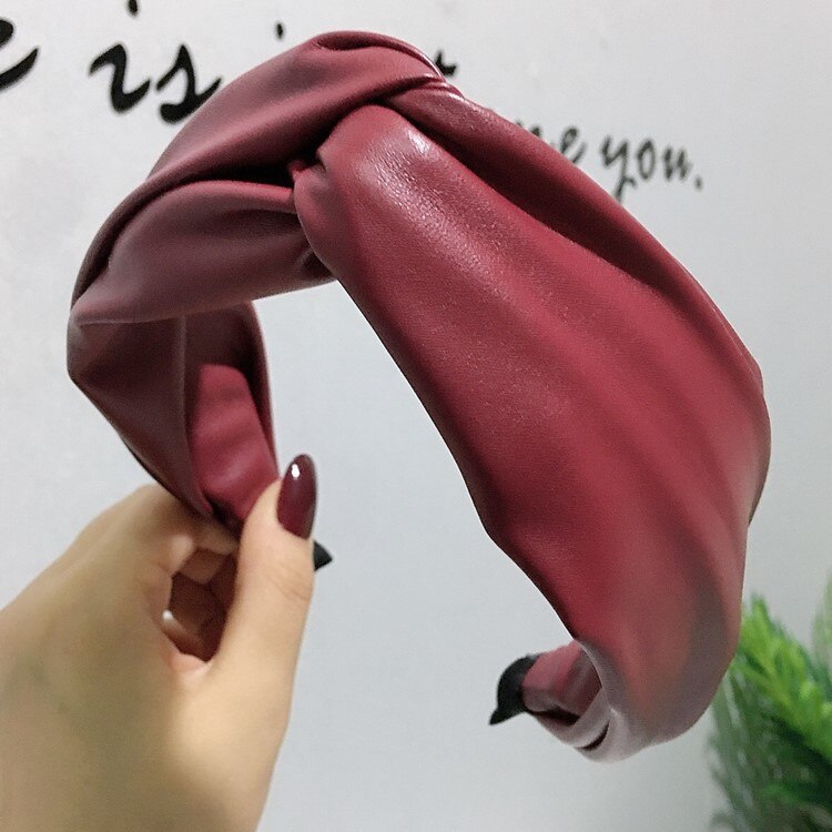 Pu Lederen Hoofdband Voor Vrouwen Effen Kleuren Brede Zijde Haarbanden Hoofddeksels Haarband Haar Hoepel Hairwear Haar Accessaries Voor Meisjes