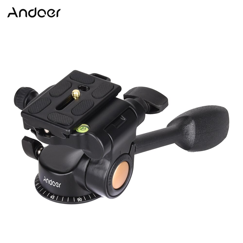 Andoer Q08 3-Way Fluid Head Rocker Arm Video Tripod Ball Head+Quick Release Plate for DSLR Camera Tripod Monopod Ball Head