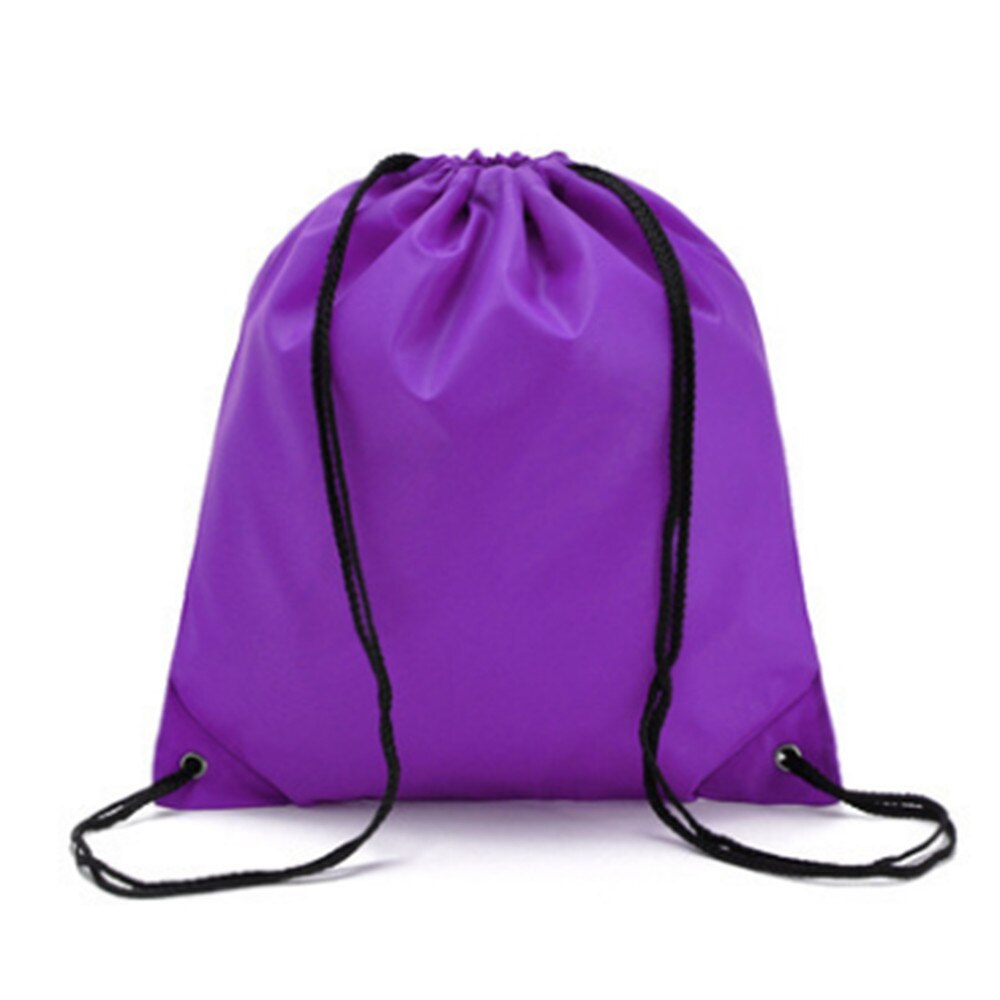 Portable Waterproof Drawstring Backpack Travel Gym Solid Storage Bag Beam Port Sports Bag 6 color: Purple 