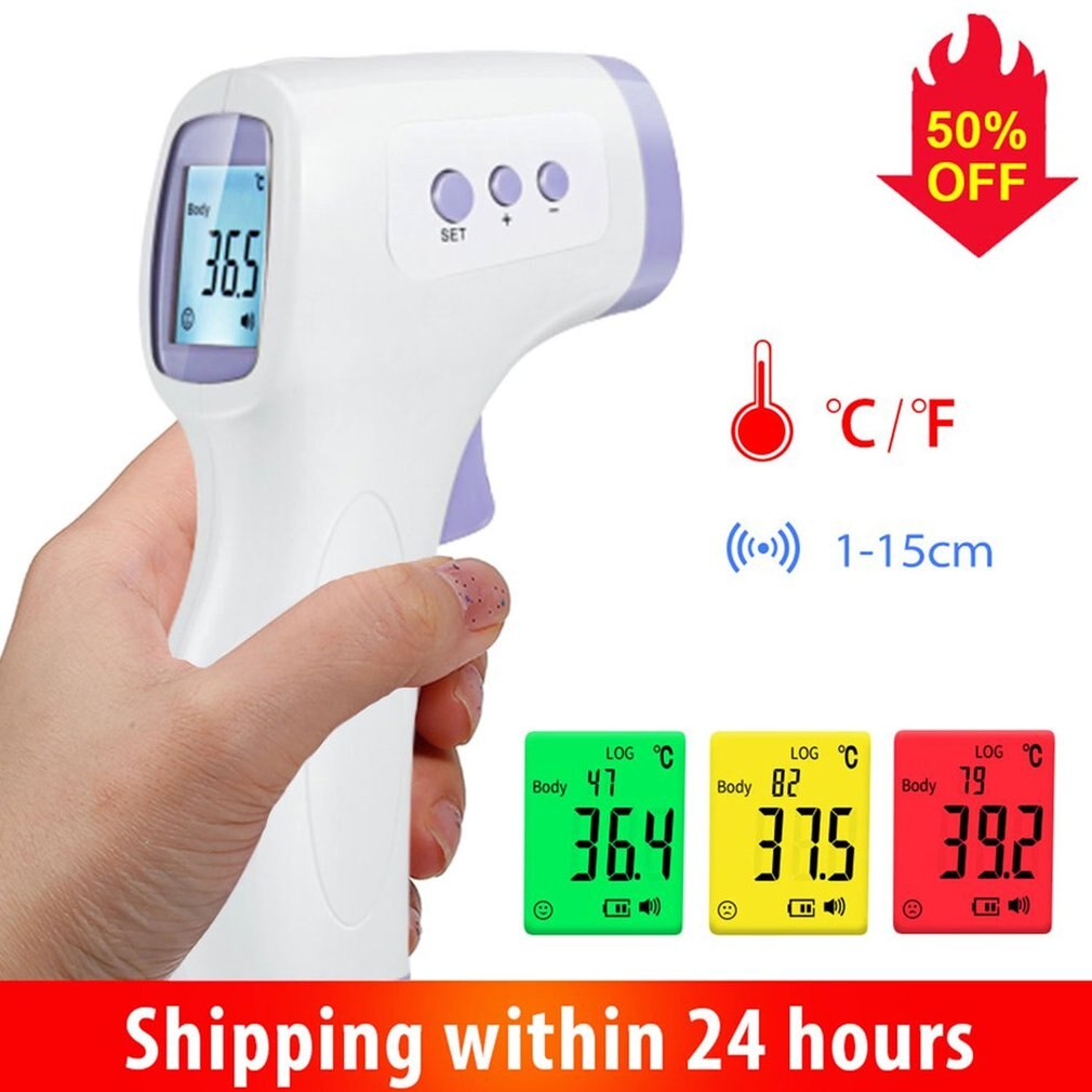 Multifunction thermometer three-color backlit display forehead thermometer digital display infrared alarm human body thermometer