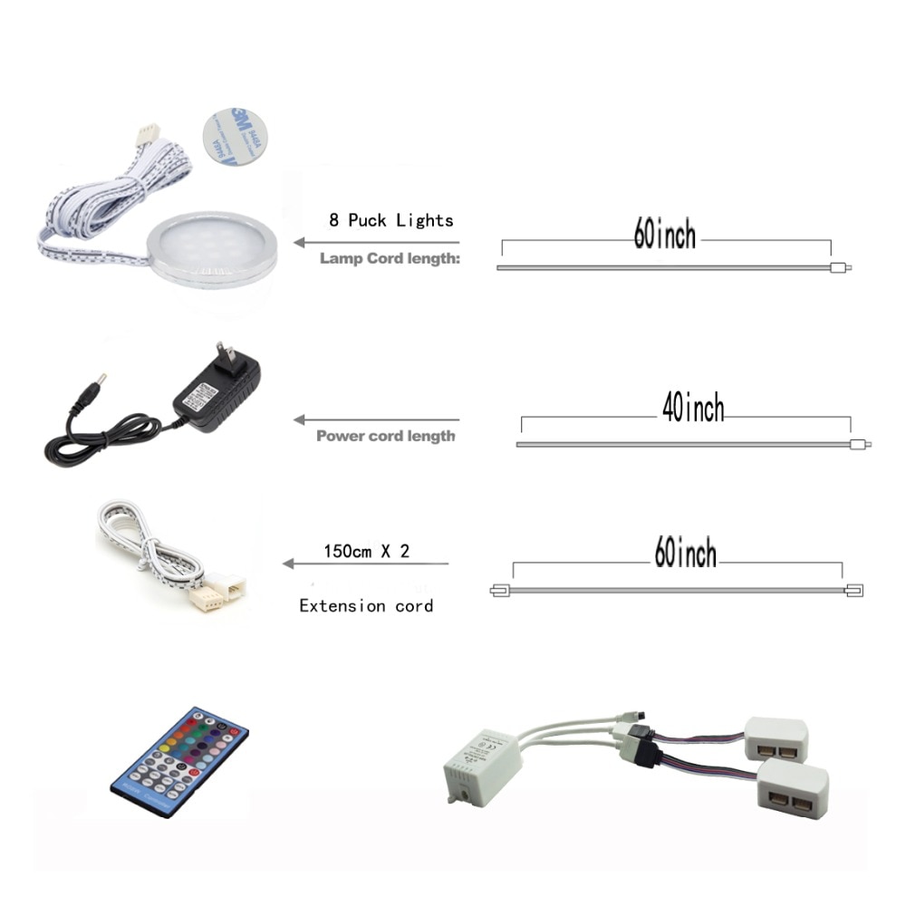 Aiboo RGBW RGB + Weiß LED Unter Schrank Lichter Downlight 8 Lampen mit IR Fernbedienung Dimmbare für Küche Dekoration beleuchtung