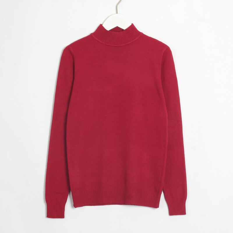 Wixra klassiske pullovere og trøjer alle base matcher langærmede afslappede tynde trøjer slim fit stram sweater efterår vinter: Rødvin
