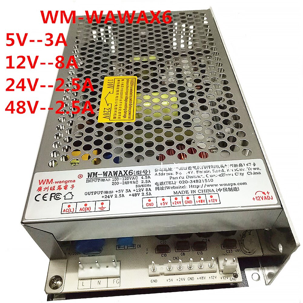 WAWAX6 Arcade Voeding Doos 100 ~ 240VAC Schakelaar 5V 12V 24V 48V Voor Speelgoed klauw Muntautomaten Amusement Vending Kraan Machine