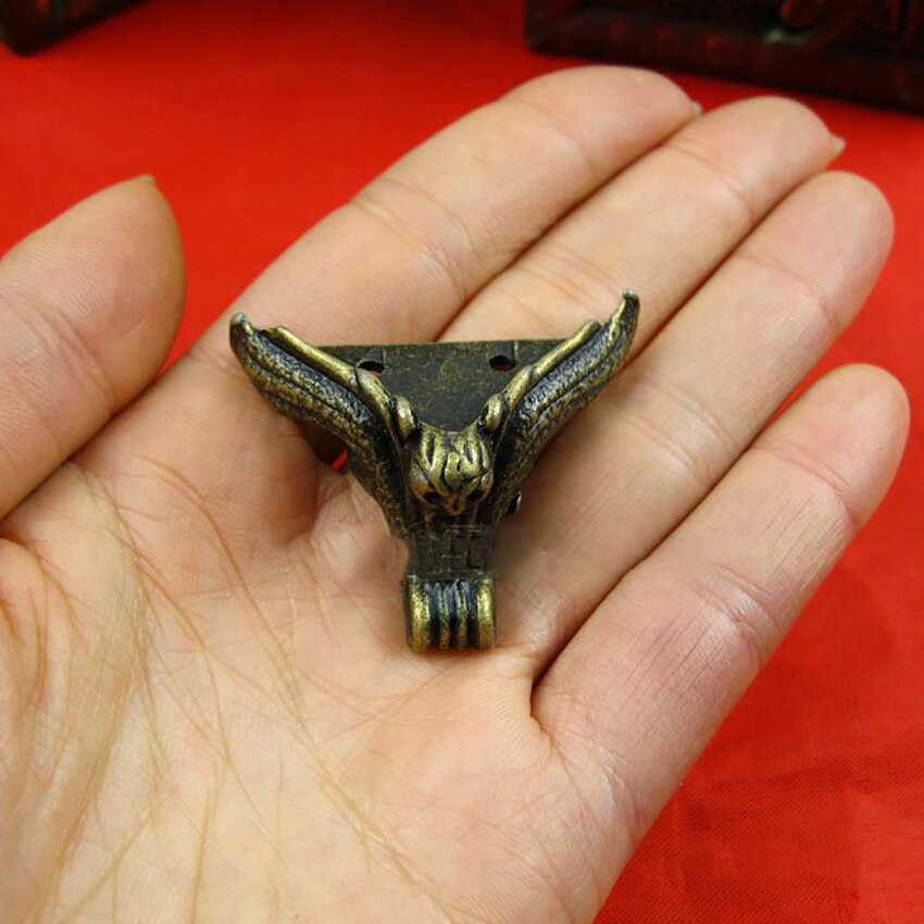 4 Pz/lotto 42x23mm Del Gufo Antico Contenitore di Monili Piedi Gamba di Legno di Caso di Protezione D'angolo Decorativo Gambe Mobili per contenitore di Regalo della Cassa DIY