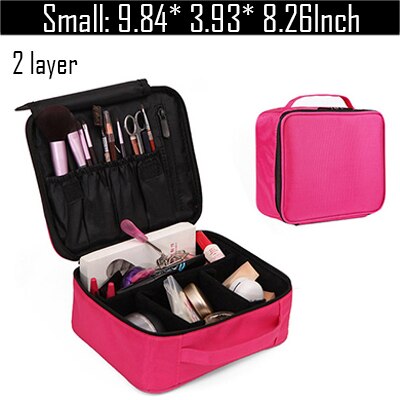 HMUNII neceser para mujer, organizador de maquillaje de viaje, caja de maquillaje , bolsa de cosméticos, bolsas, estuche de belleza para artista de maquillaje: A-Red cosmetic bag