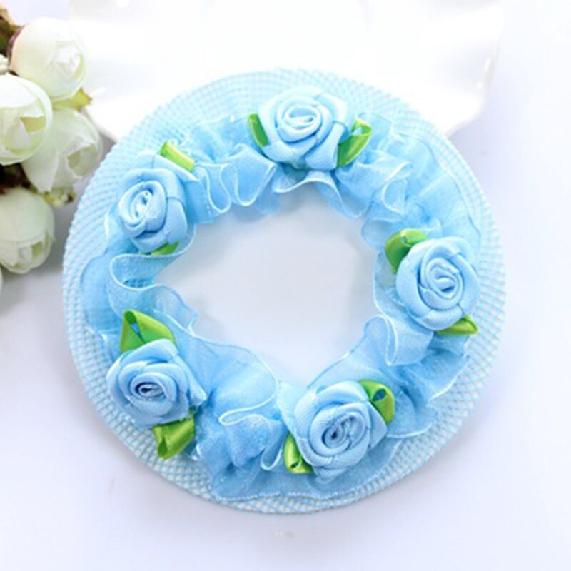 Kids Flower Bun Hair Nets Hair-net Elastic Girls Dancersr Cute 1PC Ballet Dance Grade Examination Adjustable 5 Colors: Blue