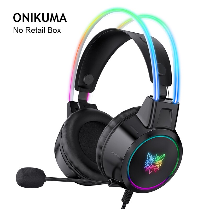 ONIKUMA X15 gamingowy zestaw słuchawkowy Casque komputer dźwięk Stereo przewodowe słuchawki z mikrofonem kolorowe światło na laptopa PS4 Xbox One telefon: K15PRO black no box