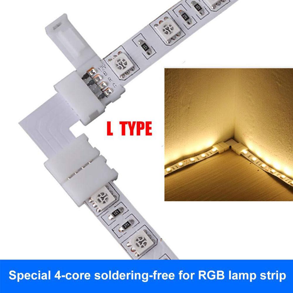 Light Strip Connector Kit RGB 5050 10mm Solderless LED Strip Quick Connector Accessories T/L Shape Button Linker