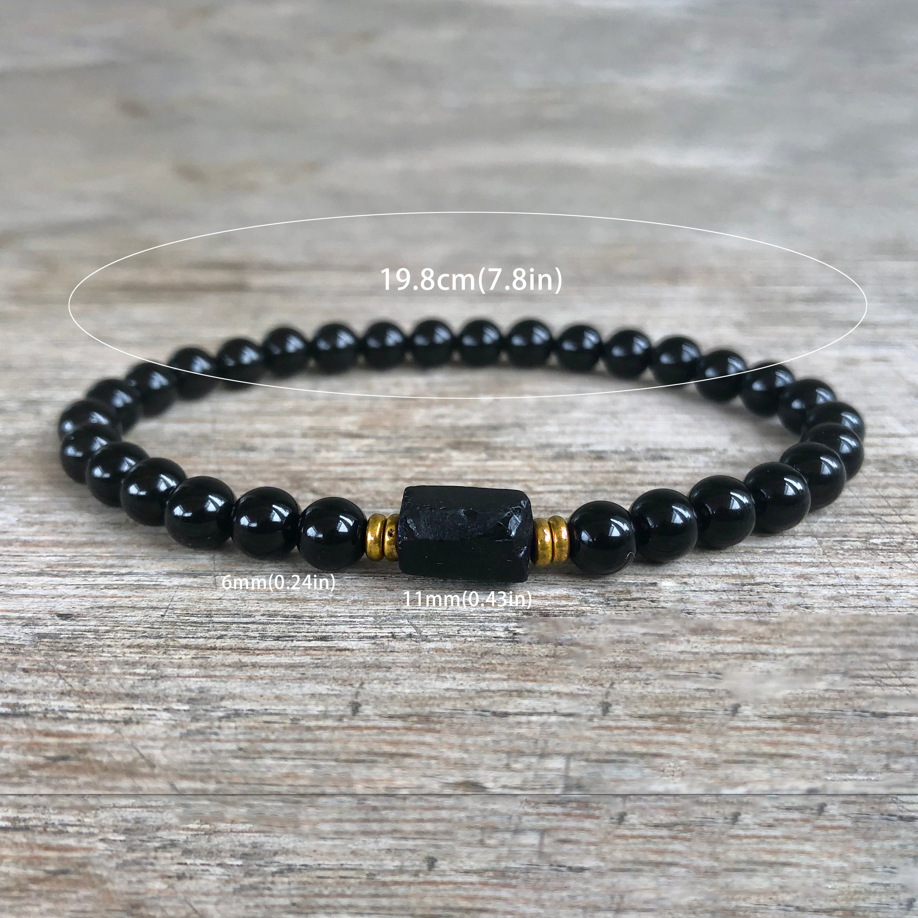 Rå svart turmalin svart turmalin armbånd , 6mm håndleddsmara, beskyttelse, jording, stresslindring, rotchakra ,1pc