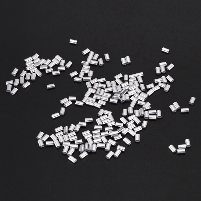 250pcs Wire Rope Aluminum Ferrule Cable Ties Crimp Wire Rope Chuck Jacket- 200pcs M1.5 & 50Pcs for m Wire Rope