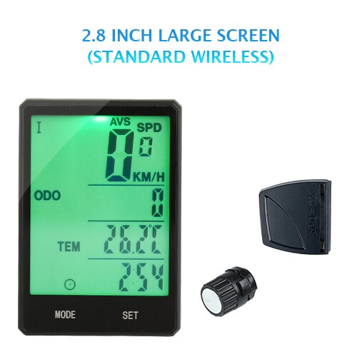 INBIKE 2.8 Inch Grote Scherm Fiets Computer Draadloze Fiets Computer Regendicht Snelheidsmeter Kilometerteller Fietsen Meetbare Stopwatch: Green Wireless