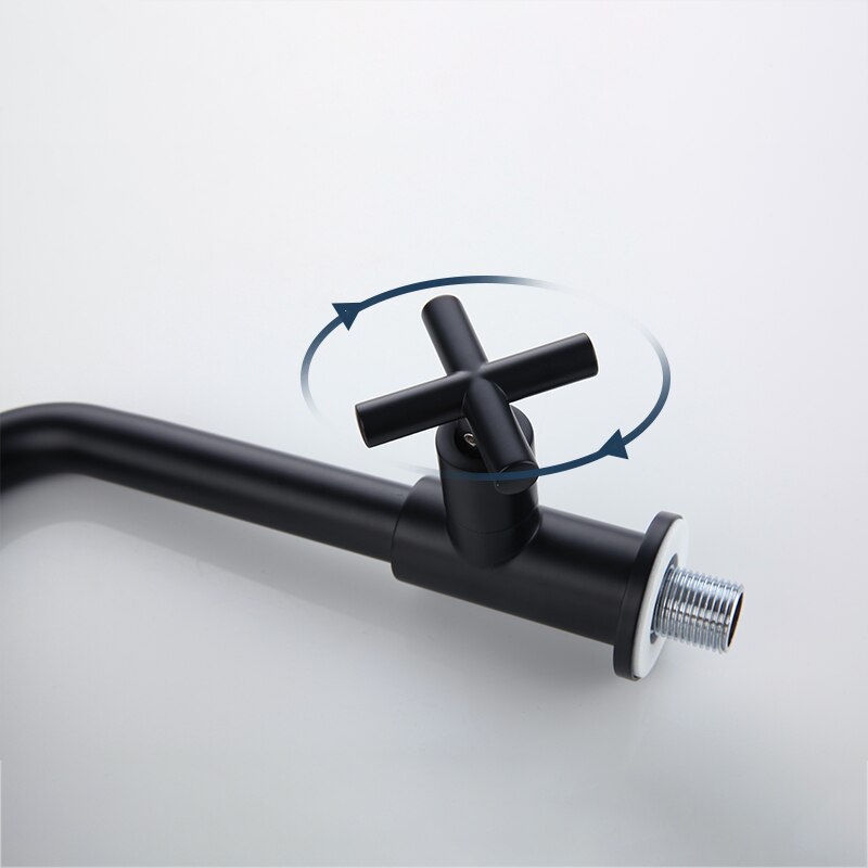 Brass Concealed Wall Mount Single Cold Water Tap Basin Faucet Brushed Gold Black Chrome Grey Basin Long Spout Lavatory Bibcock
