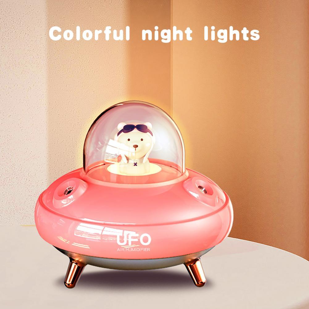 Humidificador de aire de para decoración del hogar, accesorios de coche recargable, doble Caño, UFO Bear