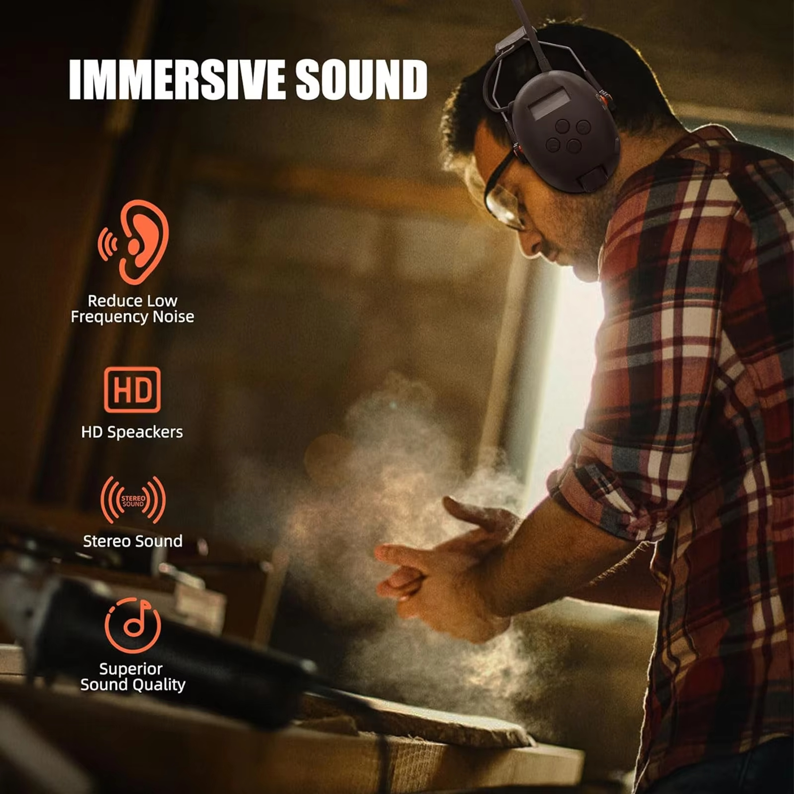 Nuevos auriculares de protección auditiva Bluetooth 5,3 mejorados con Radio FM, orejeras de seguridad NRR de 25dB para cortar y talleres
