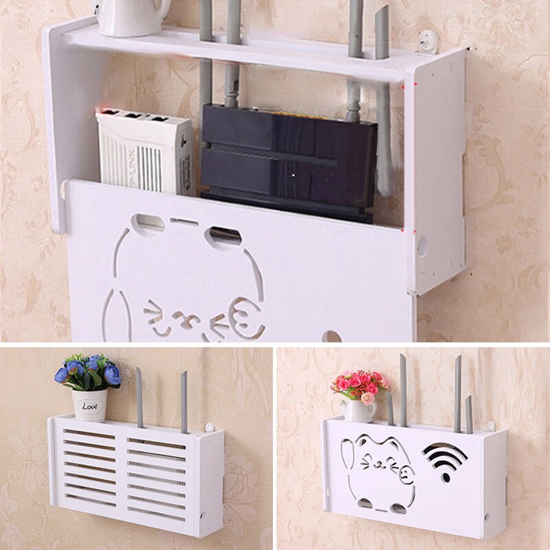 Wifi Router Storage Box Shelf Wall Mount Wood Cable Power Plus Wire Bracket Bracket Cable Organiser Waterproof for homr diy