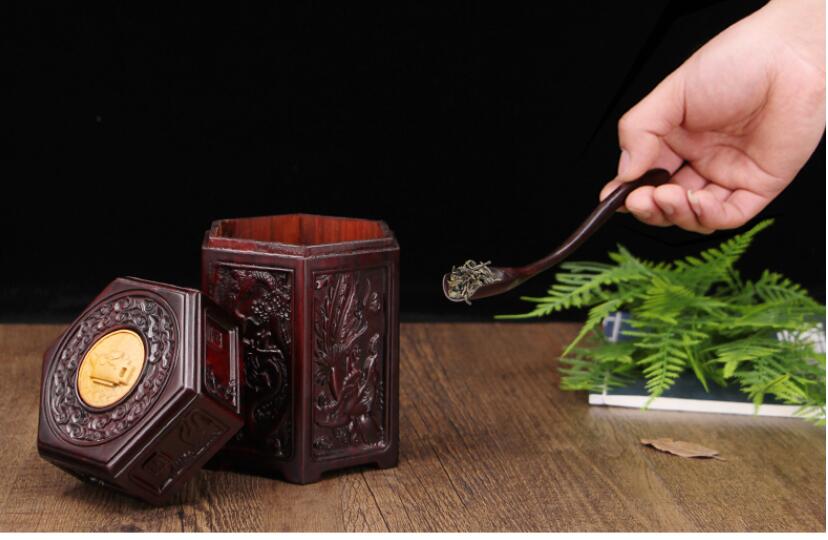 Thee blikken houten deksel houten mahonie handgemaakt antiek pruim orchidee bamboe massief hout chinees klassiek retro 100 g