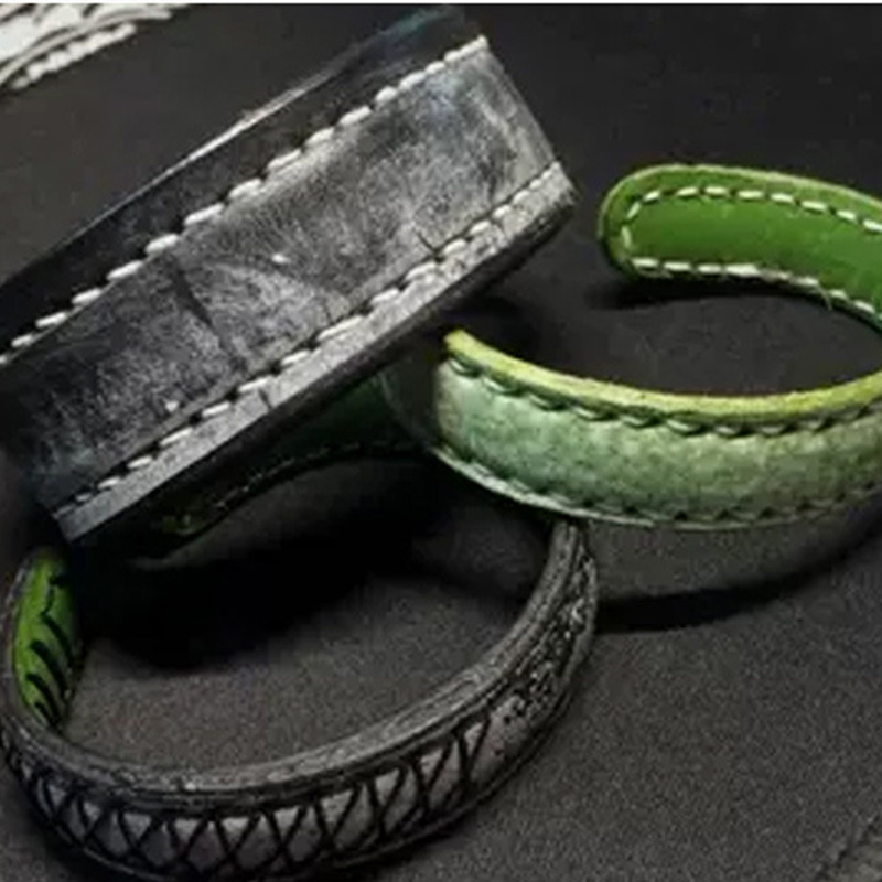1 stk indre kjerne gjør-det-selv-ringarmbånd håndlaget forming kjernelær manuelt rustfritt stål vegetabilsk garvet