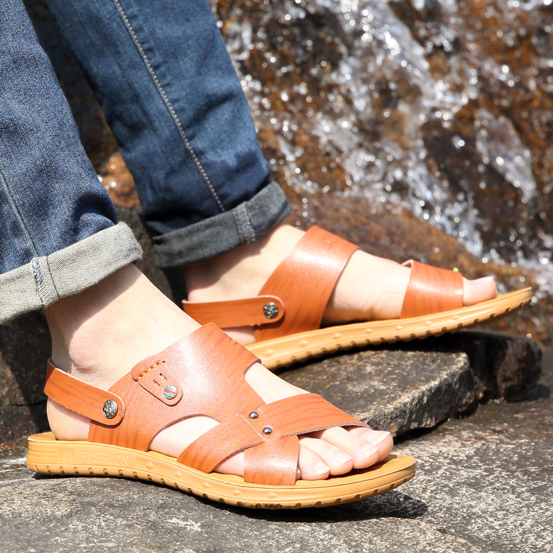 Zomer Sandalen mannen Dagelijks Comfort Tweeërlei gebruik Slippers Casual Jeugd antislip Sandalen Slippers Mode Trend schoenen Man Bruin