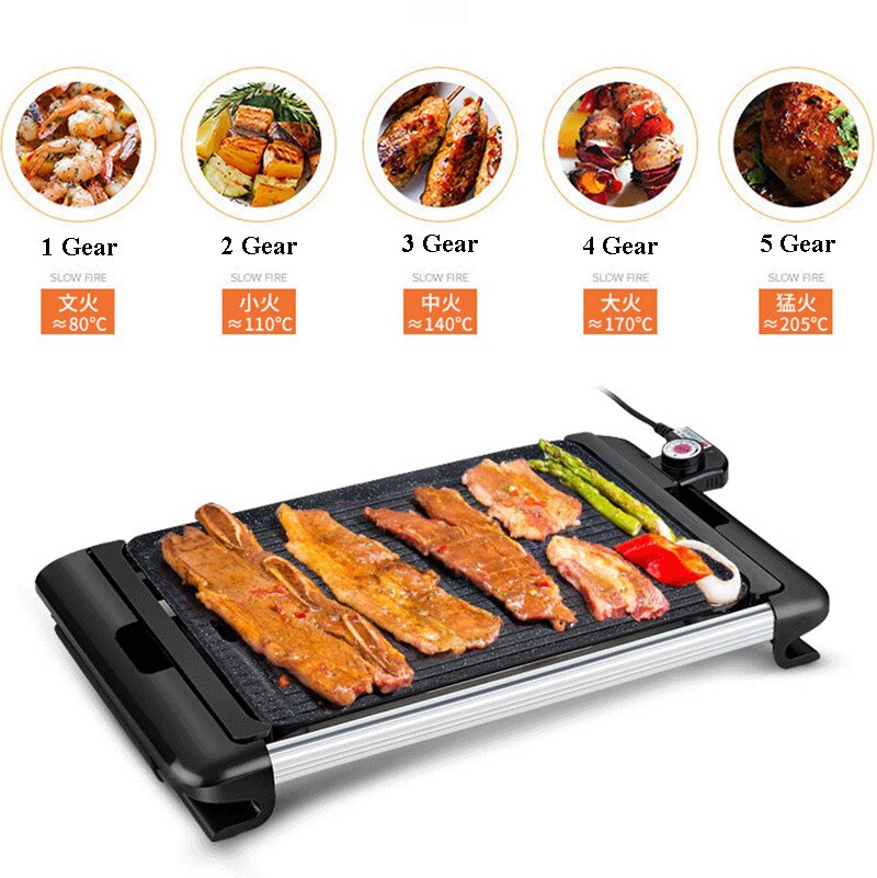 Household Multi-function Barbecue Machine Korean Dish Flat Pan Indoor Smoke-free Grill Electric Baking Pan DL-8015