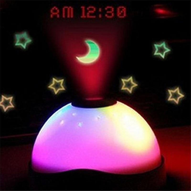 Multi-Colors Changing Star Sky Night Light LED Magic Digital Projection Starry Alarm Clock Time Home Table Decoration D38JL17