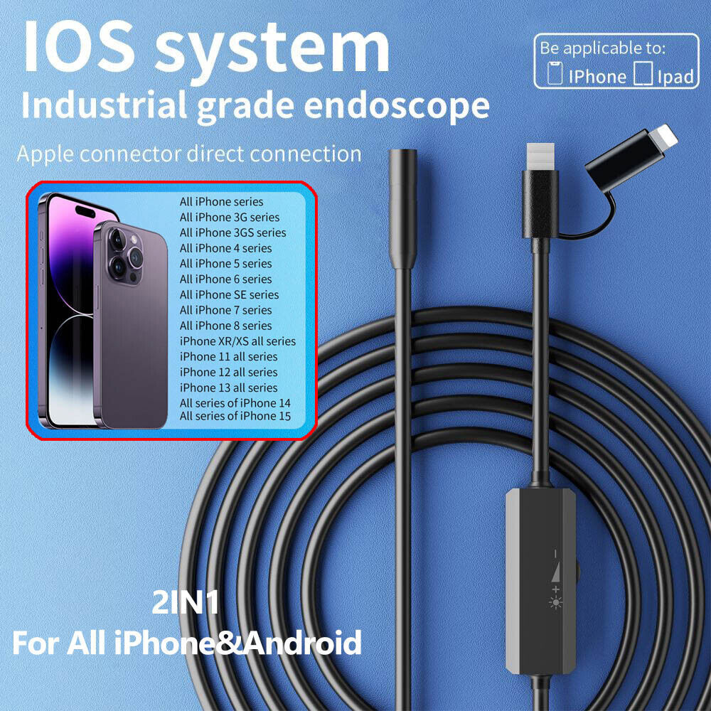 Endoscopio de 5,5/8mm para Android, Iphone y IOS, Smartphone, tubería de coche, boroscopio automotriz, herramientas de inspección de alcantarillado, dispositivo de cámara de endoscopia