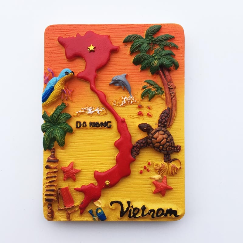 World Tourist Fridge Magnet Souvenir Hanoi Vietnam TI TOP ISLAND HALONG Resin Magnet Refrigerator Decor Message Board Magnet: orange