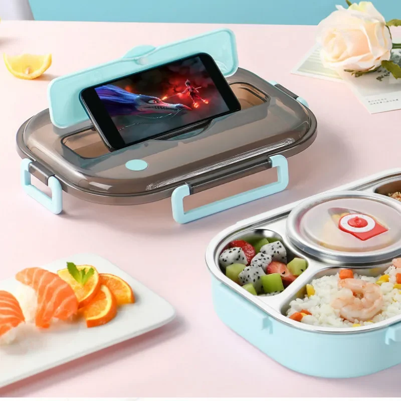 4 Compartment Sealed Lunch Box Stainless Steel Insulated Lunch Box Lunch Box Picnic Storage Multi-compartment Children's Bowl