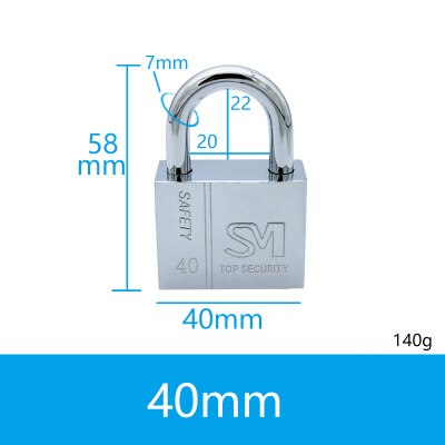 Door Padlock Stainless Steel Anti-Theft Lock Waterproof Rust-Proof Tamper-Proof Lock Home Small Dormitory Long Beam Lock: TK40mm-short