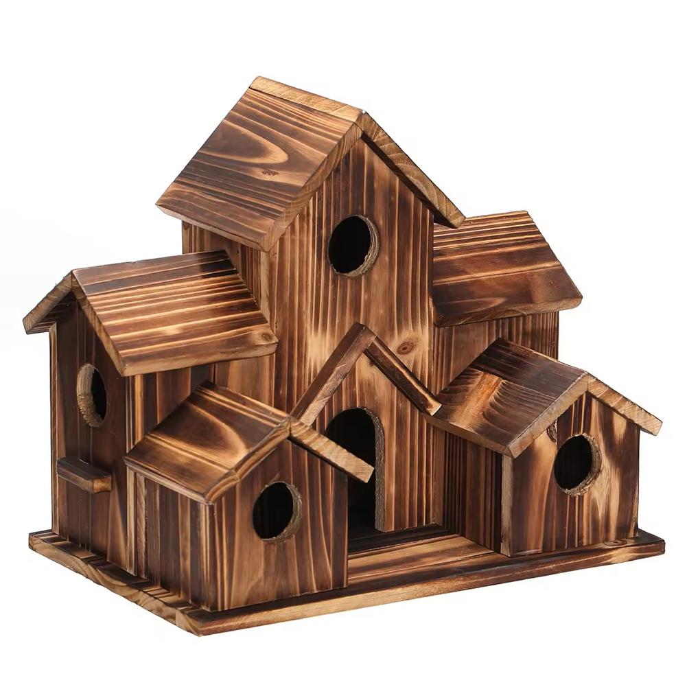 Nido de pájaro de madera exterior, decoración Natural, cabaña de pájaros, casa de colibrí para manualidad casera, nido de pájaro salvaje, liquidación, decoración de casa de pájaros de jardín: Default Title