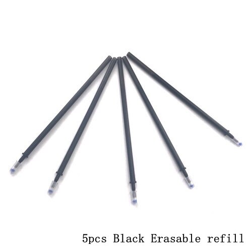 1PCS Erasable Pen Blue / Black / Dark Blue / Red Erasable Pen Office Supplies Student Exam Spare: 5pcs Black refill