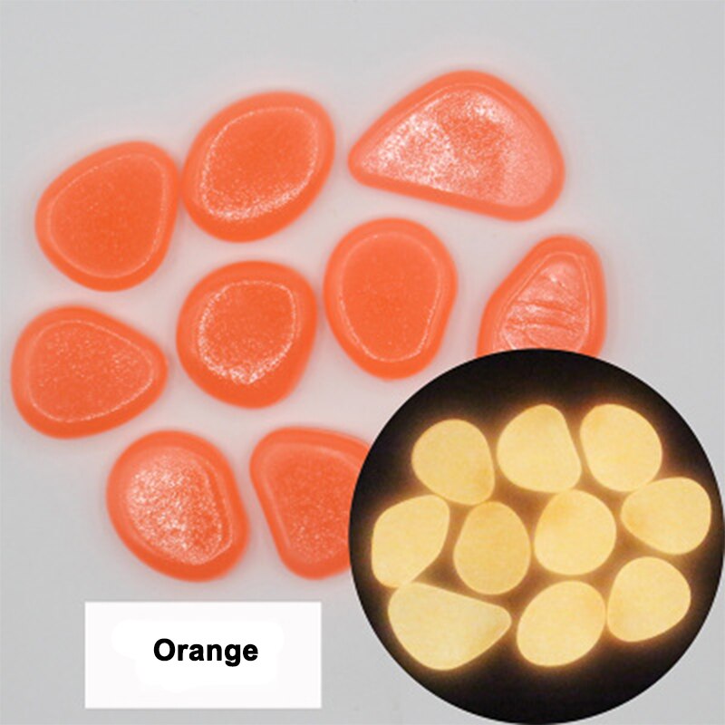 100 stuks lichtgevende kiezels voor in de tuin, lichtgevende stenen, stenen voor looppaden, tuinpaden, patio's, gazons, tuindecoratie, lichtgevende stenen: Oranje