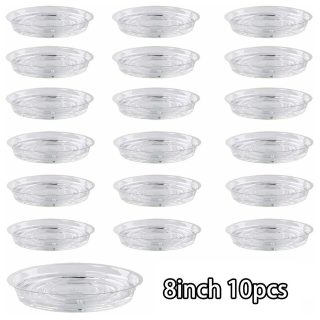10pcs Pot Holder For Plants Pot Stand Garden Plant Saucer Drip Tray Round Pot Base Clear Snack Container PET: light green