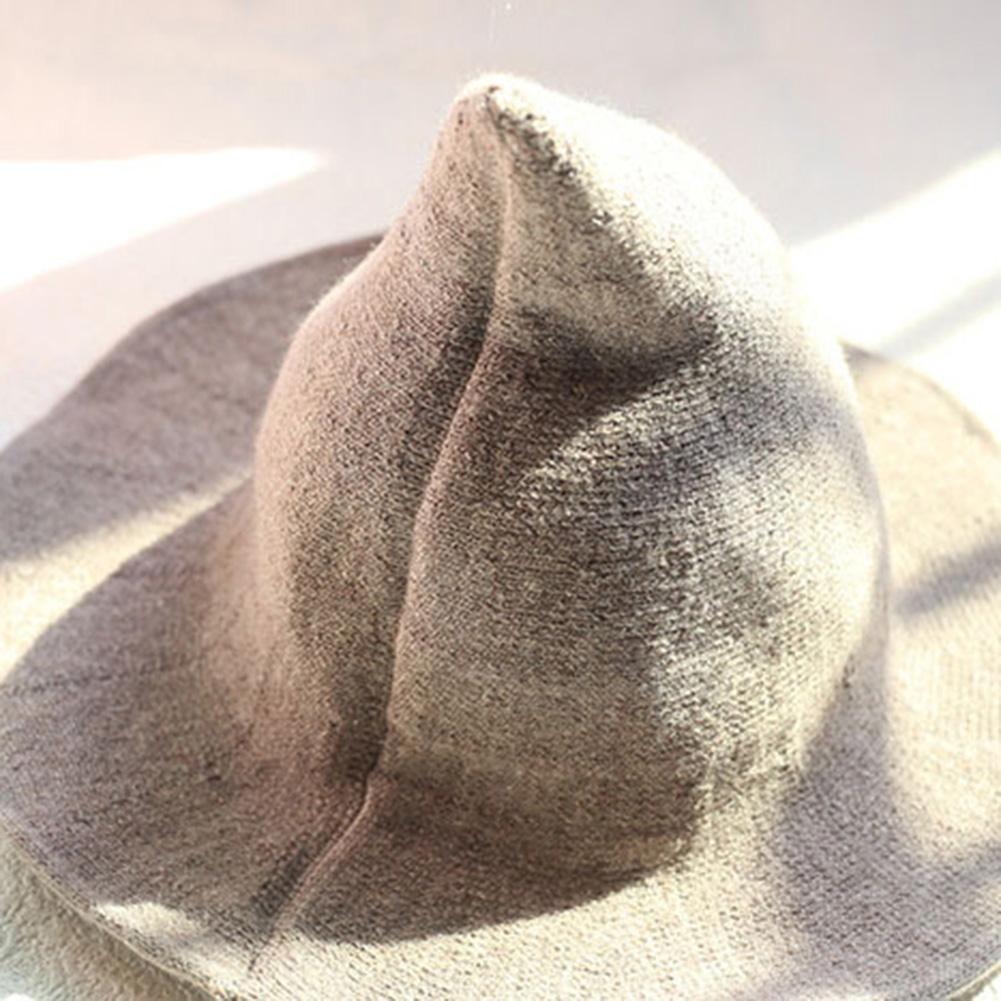 Caps Halloween Lady Wide Brim Woolen Knit Witch Hat Costume Party Cosplay Bucket Cap