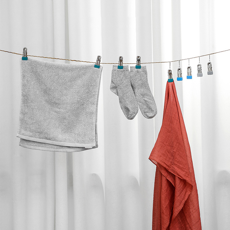 10 Stück Wäscheklammern aus Edelstahl ohne Spuren, Haken, KleiderbüGel, Wäscheklammern, Socken, Hängeclip, für Zuhause, Schrank, Bettlakenhalter