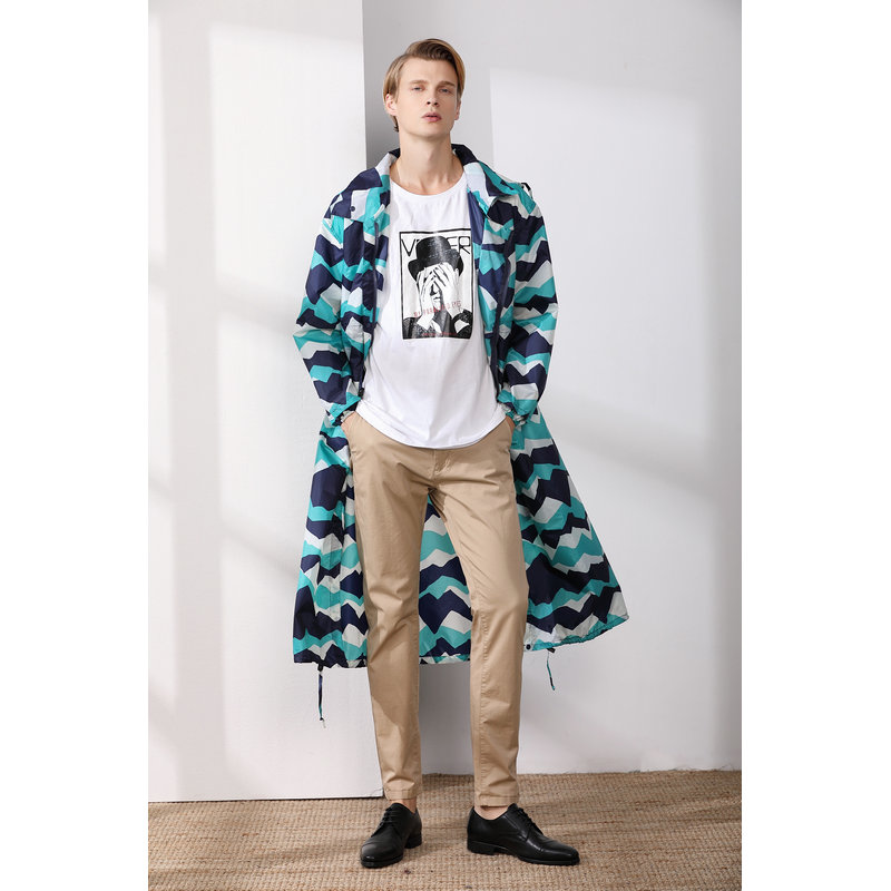 Long Raincoat Men Waterproof Windproof Outdoor Tour Rain Coat Poncho Jacket Cloak Hiking Chubasqueros Impermeables: Blue / XL