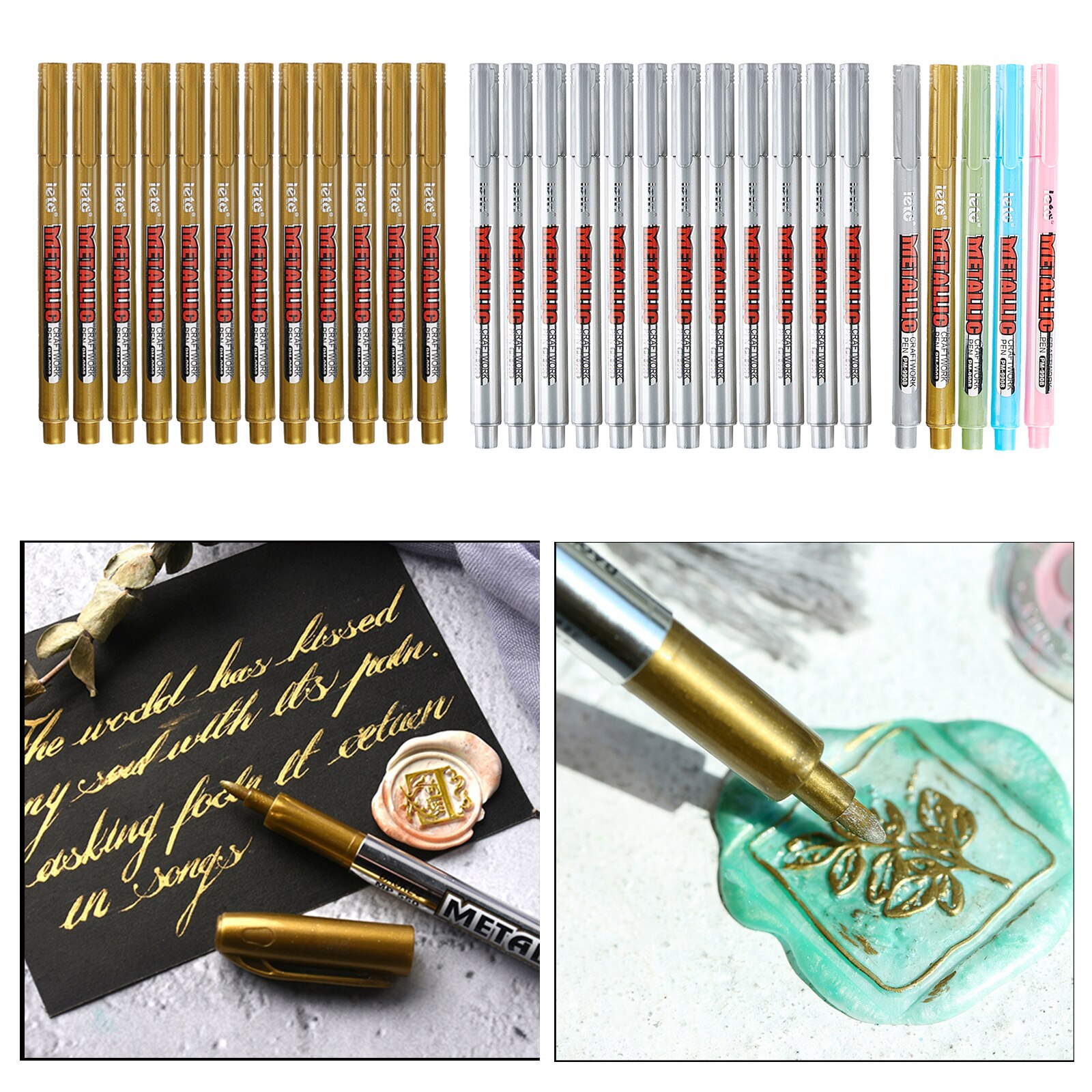 5/10x Paint Marker Pens Permanent Drawing Metallic Gold Silver Waterproof Marker Pens for Metal,Glass,Stone,Black Paper,Fabric