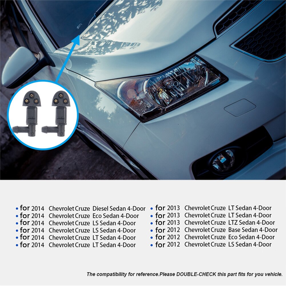 Front Windshield Jet Nozzle Kit Windscreen Washer Unique Parts Portable Car Ornaments for Chevrolet Cruze