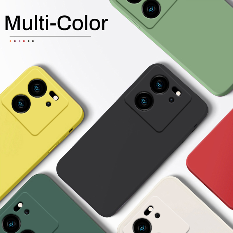 Voor Xiaomi 13 T Pro telefoonhoesjes Vierkante Vloeibare Siliconen Camera Lens Protector Zachte Cover voor Xiaomi Mi 13 t 13 T Mi 13 T Pro Schokbestendige hoesje