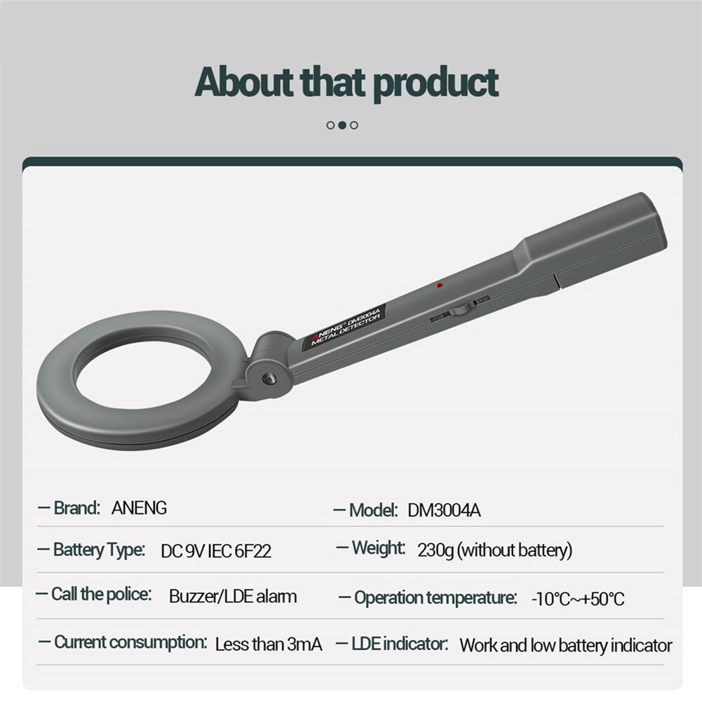 1PC Metal Detector DM3004A Handheld Adjustable Portable Beep Tracker Pinpointer Alarm High Sensitivity Scanner Security Checker