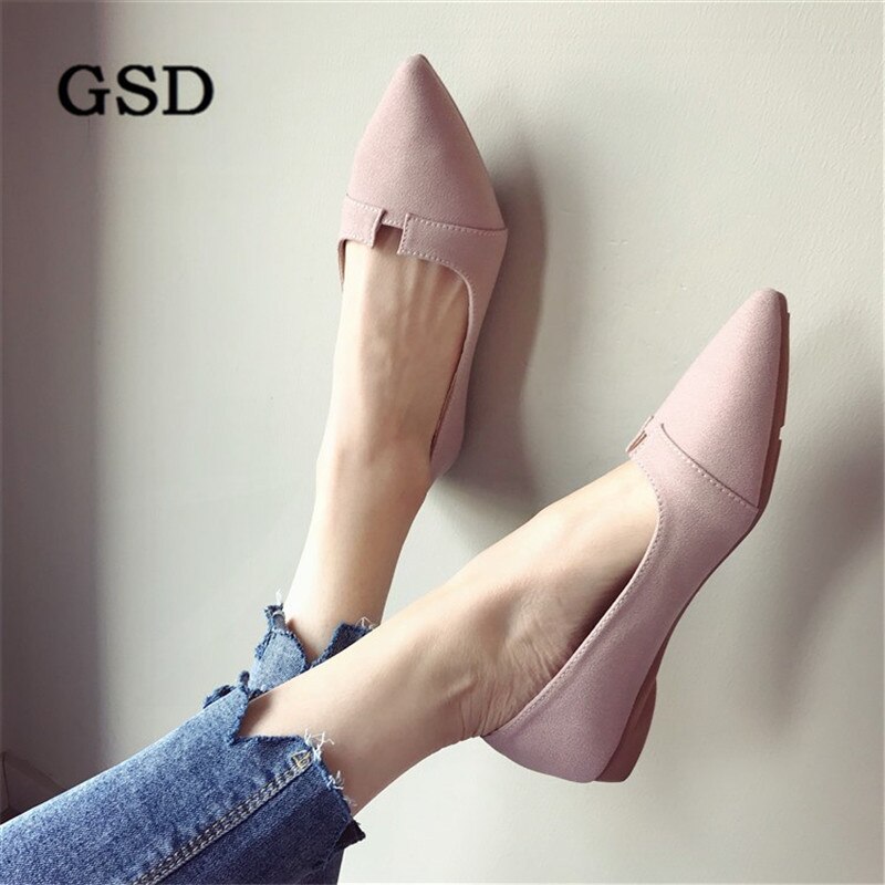 newest pink women flats Solid Flock Pointed toe flat shoes woman casual shoes women boat shoes zapatos de mujer